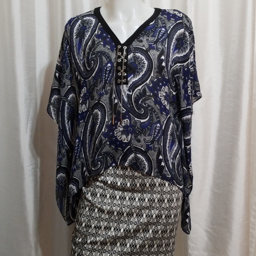NEW Michael Kors chained faux Chiffon top L/XL